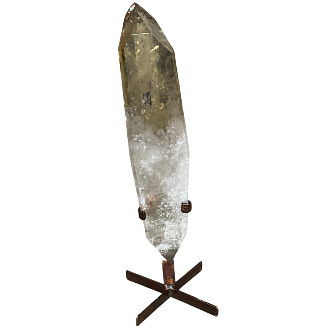 Large Citrine Crystal Point on Metal Stand