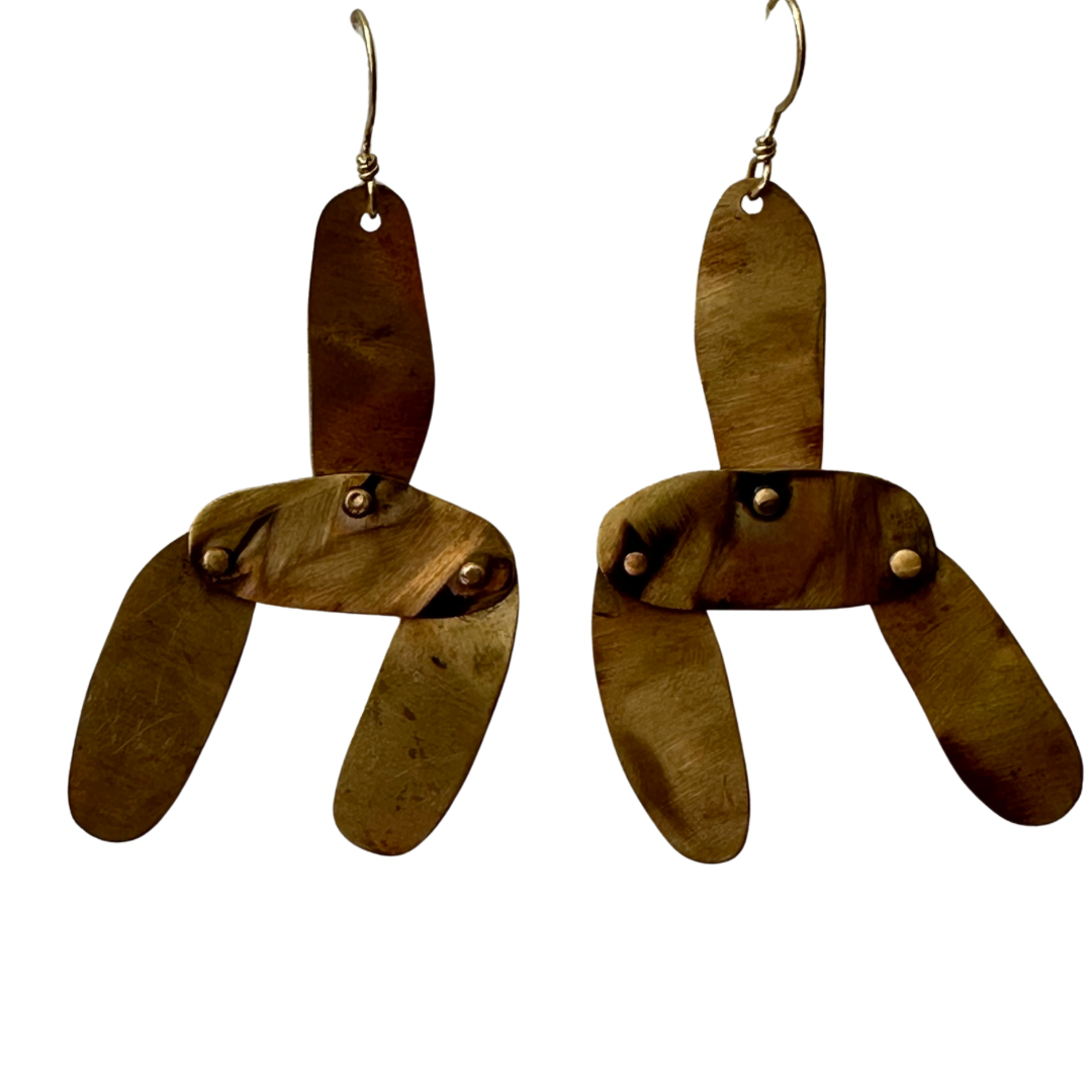 Hand Made Abstract Bronze Earrings