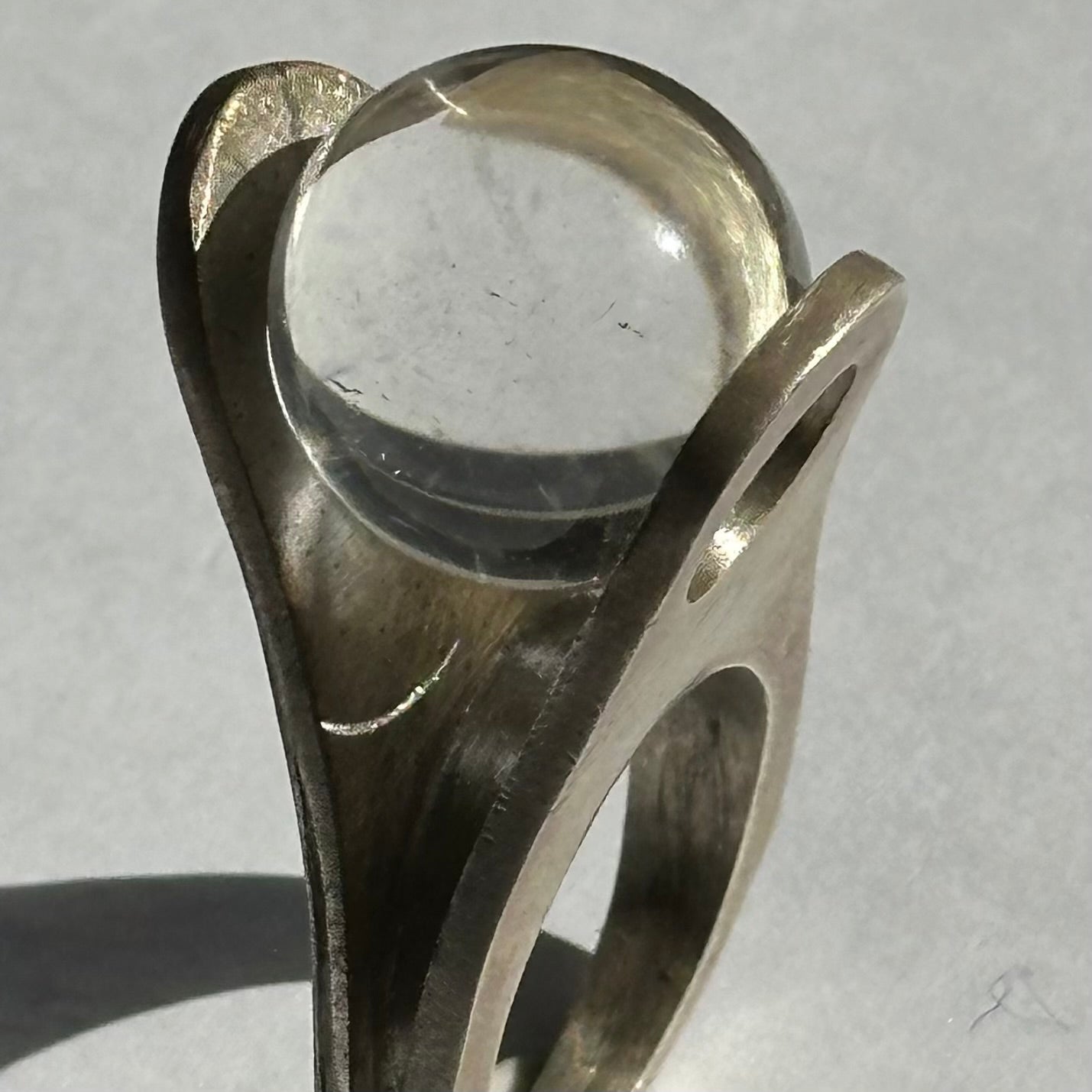 Quartz Crystal Sphere Sterling Silver Ring