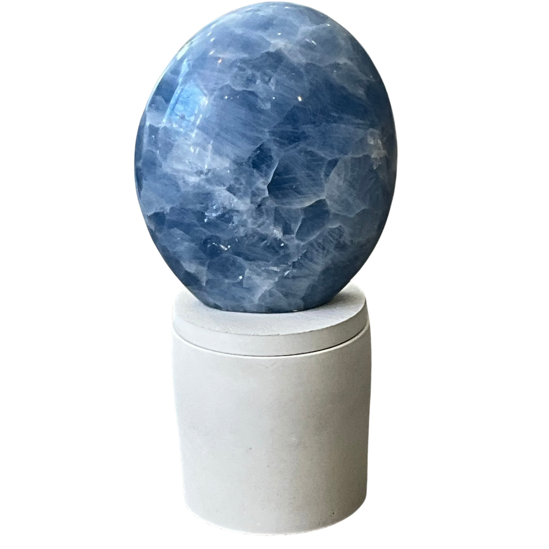 Large Blue Agate Lid Gardenia Candle