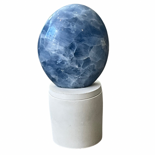 Large Blue Agate Lid Gardenia Candle