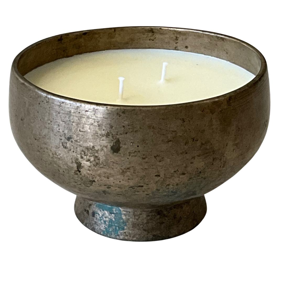 Medium Vintage Brass Sound Bowl Gardenia Candle
