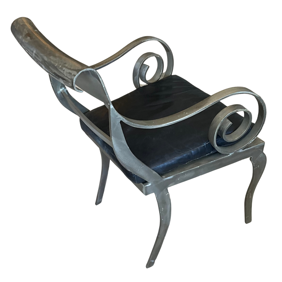 Pair of Vintage Brushed Steel Arm Chairs