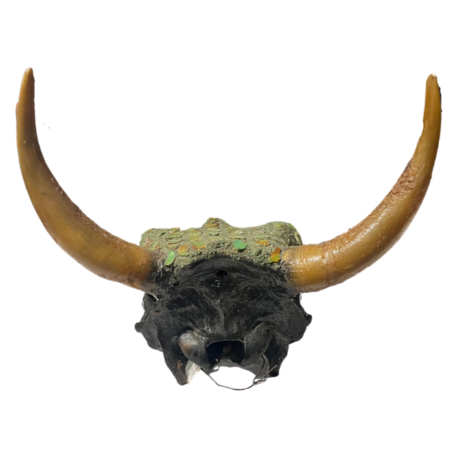 Turquoise Encrusted Resin Bull Skull
