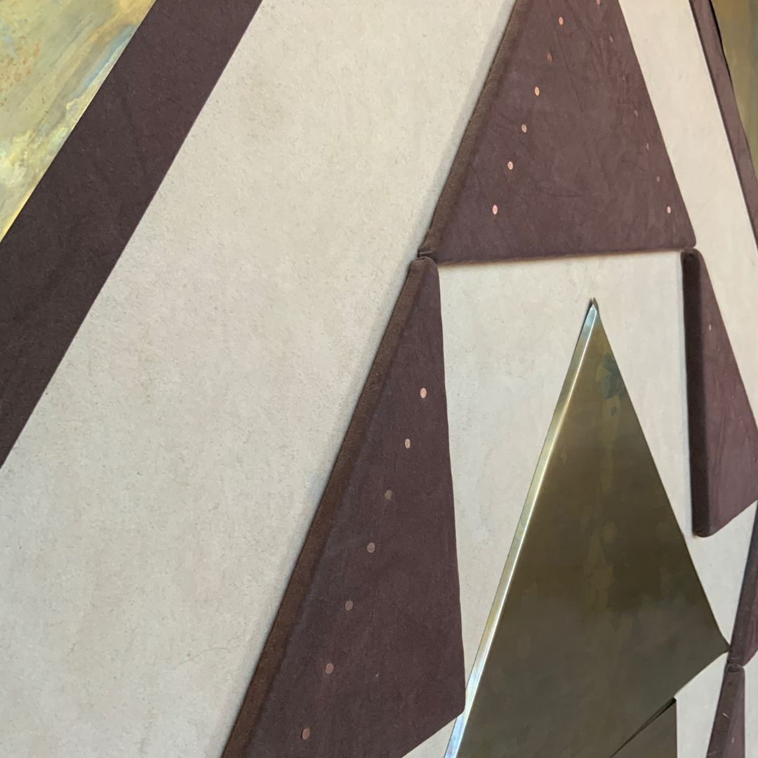 Mid-Century Arrow Brass & Leather Wall Hanging