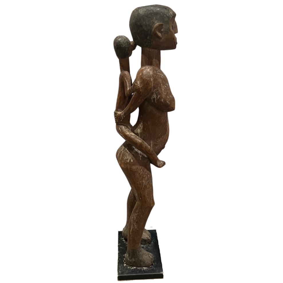 Mother and Child Carved Wood Sculpture