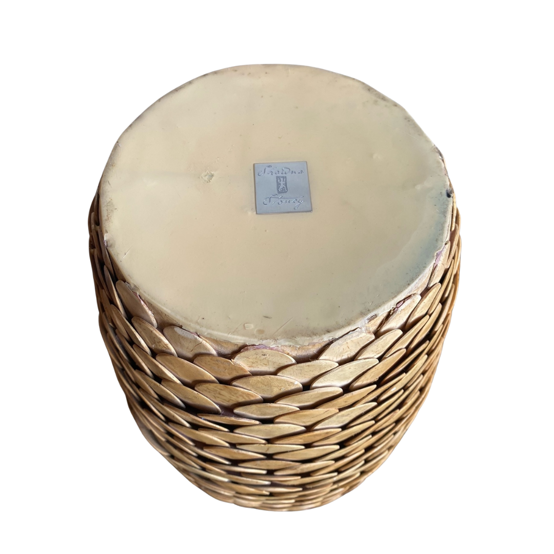 Blonde Wood Scalloped Vase