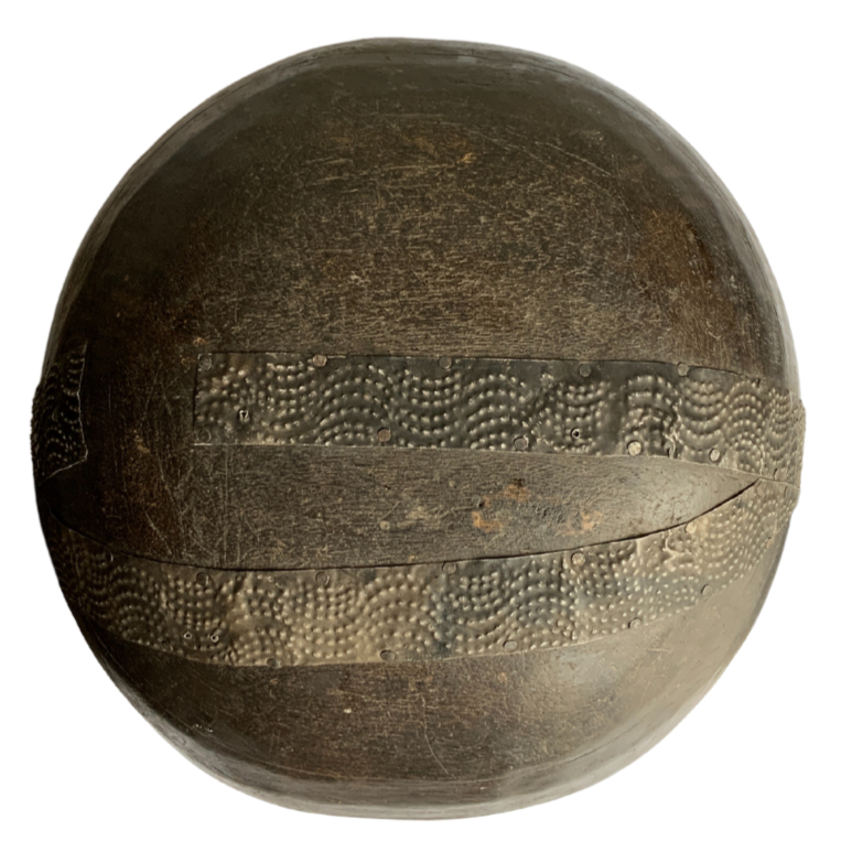 Etched Carved Bowl with Metal strips