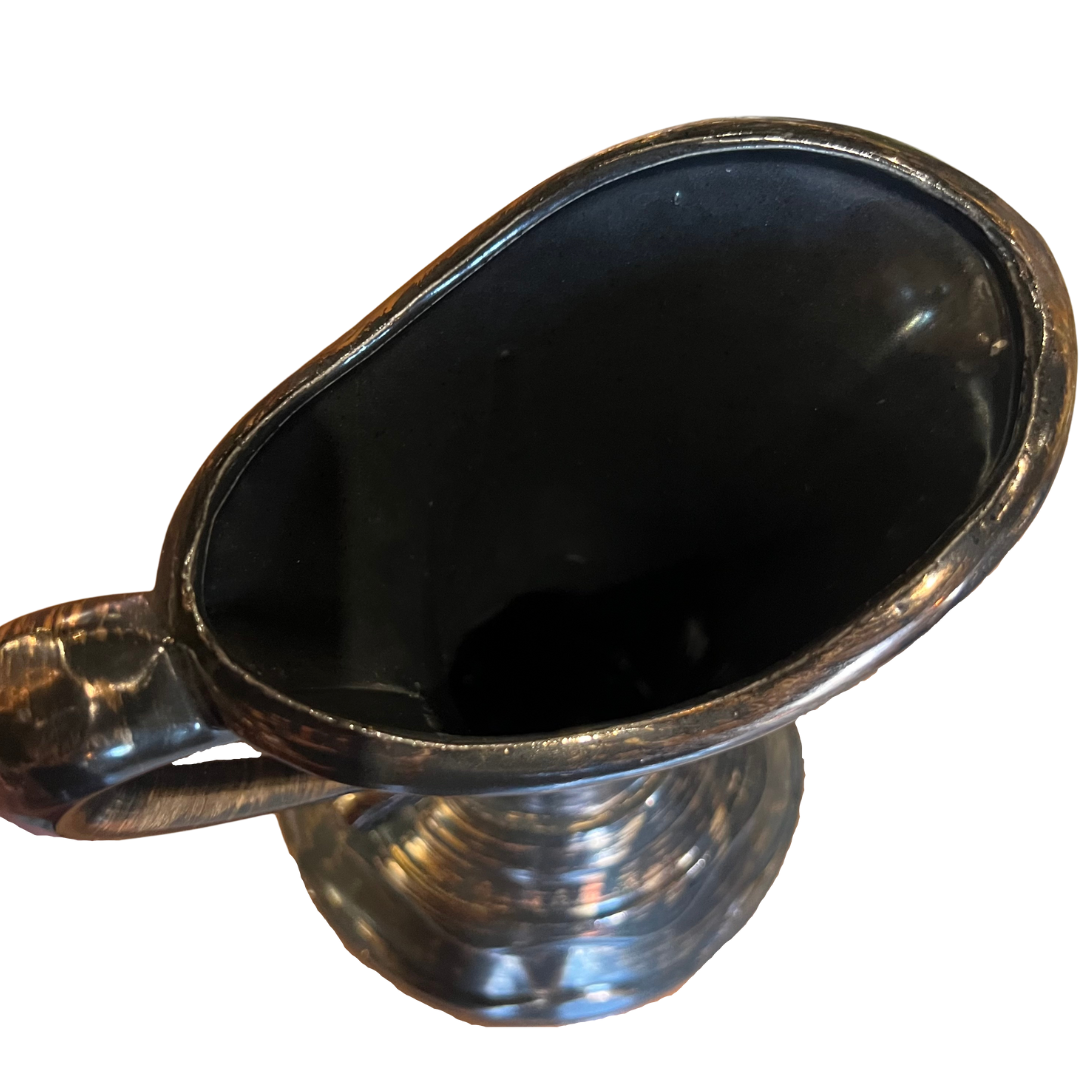 Ceramic Pitcher with Black and Bronze Finish