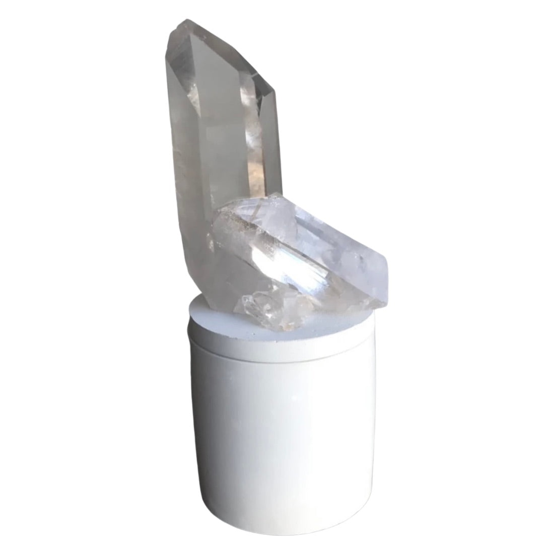 Clear Quartz Crystal Generators Lid Candle
