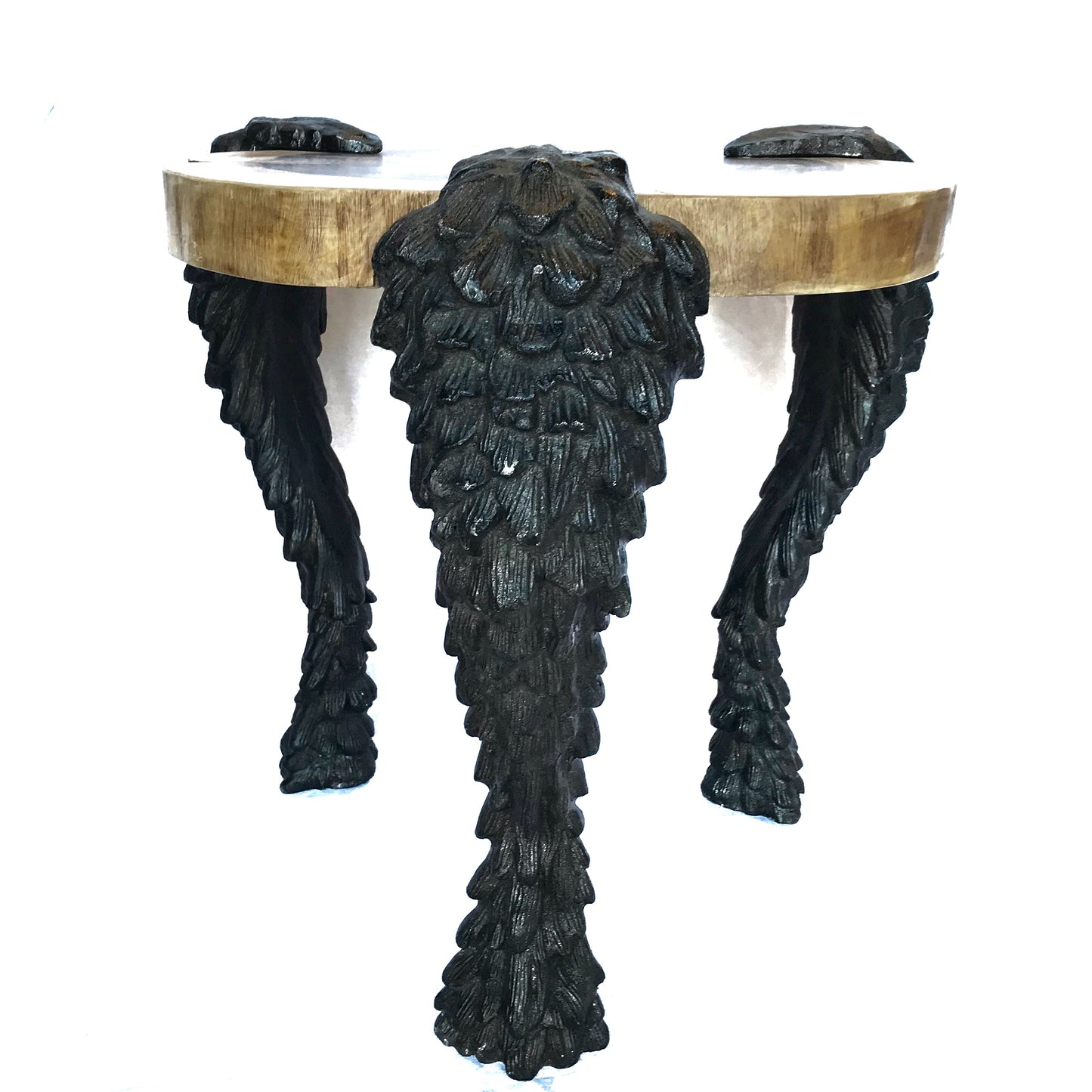 Brutalist 3-Leg Stool with Wood Slice