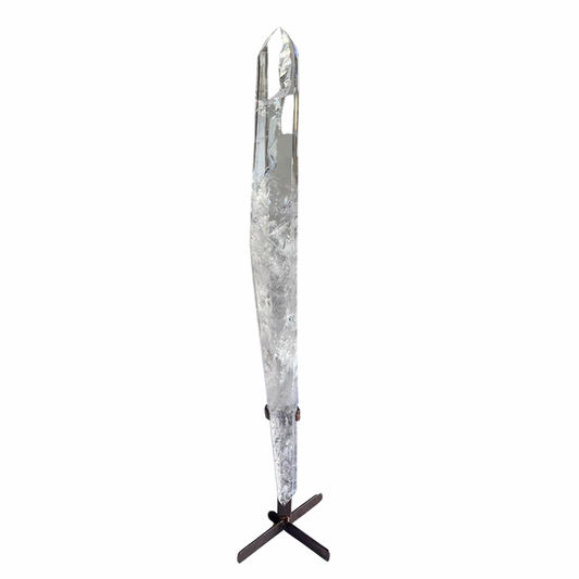 Tall Lemurian Quartz Crystal on Stand