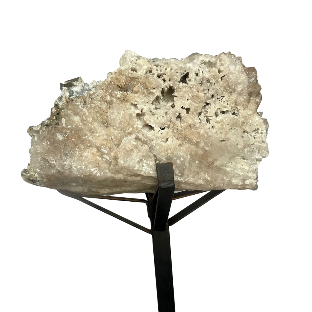 Extra Large Quartz Crystal Cluster on Metal Stand