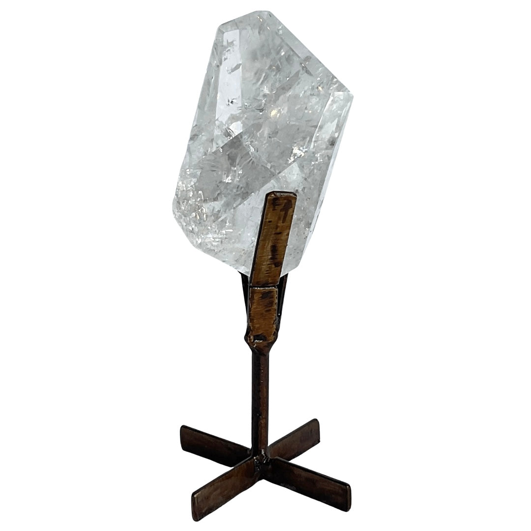 Faceted Lemurian Quartz Crystal on Stand