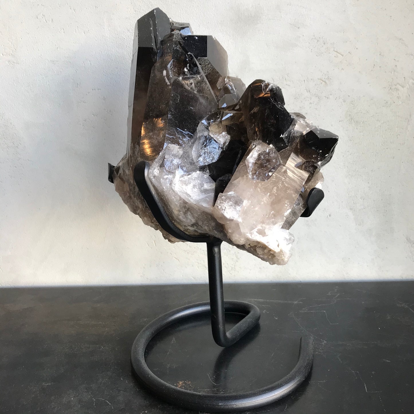 Smoky Quartz Cluster on Stand