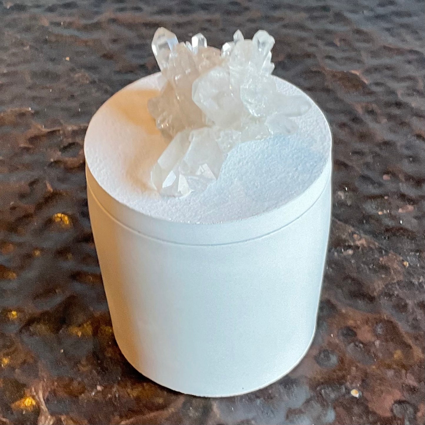 Clear Quartz Crystal Lid Candle