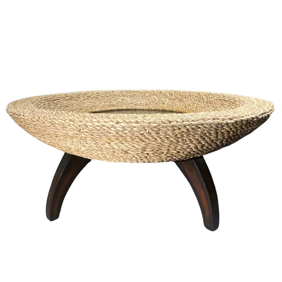 Rattan & Brass Coffee Table