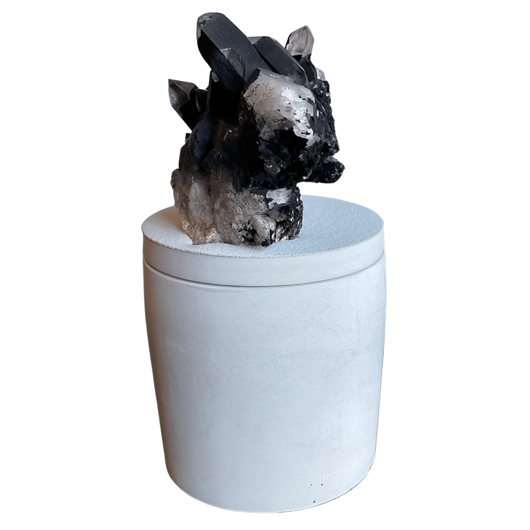 Black Coated Quartz Crystal Lid Candle