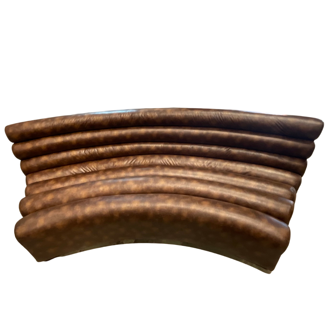 Pair of Tubular Faux Leather Curved Sofas