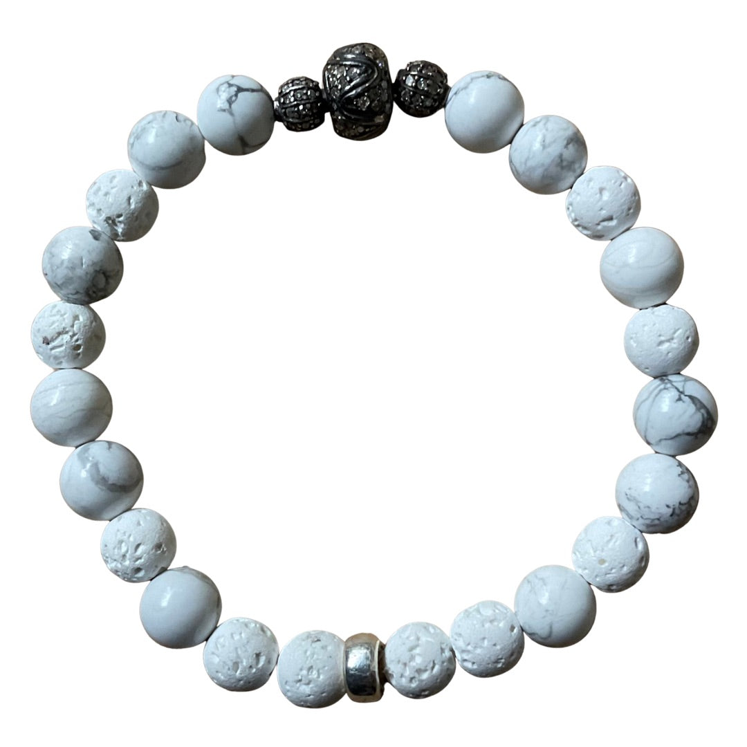 Diamond Bead Bracelet w/White Lava