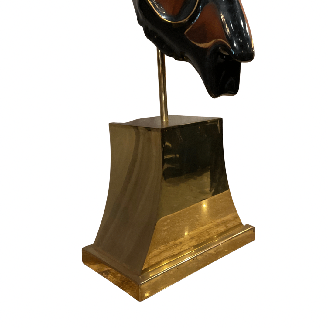 Horn Sculpture on Brass Base