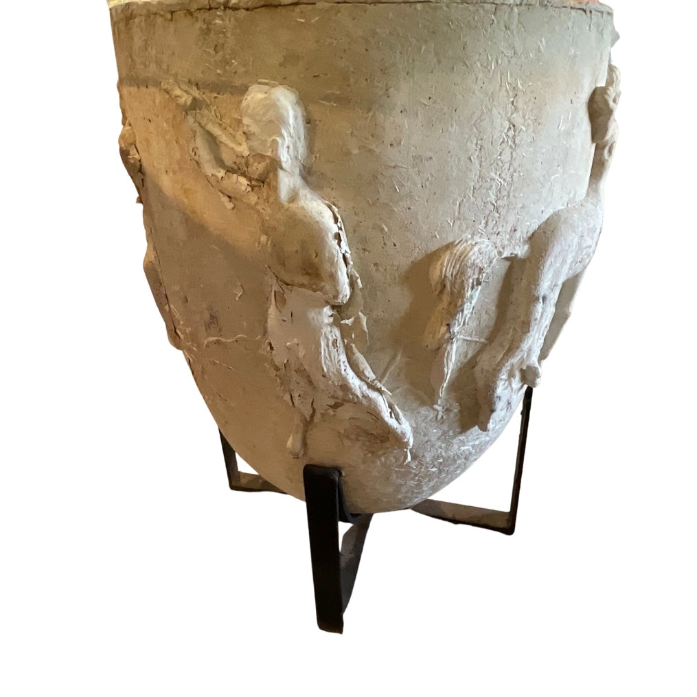 Plaster Table Base w/Glass Top