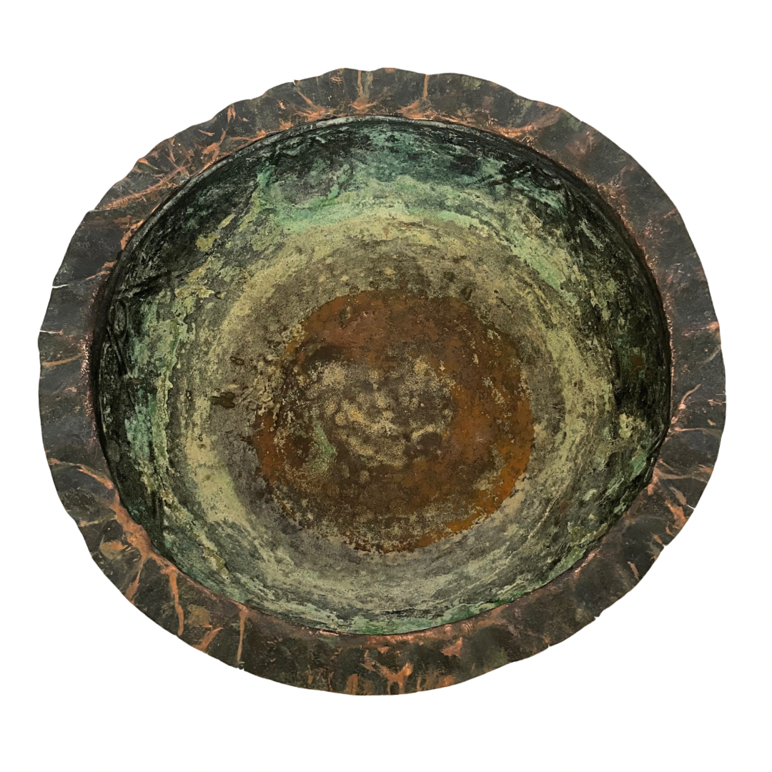 Vintage Patinated Large Copper Display Bowl
