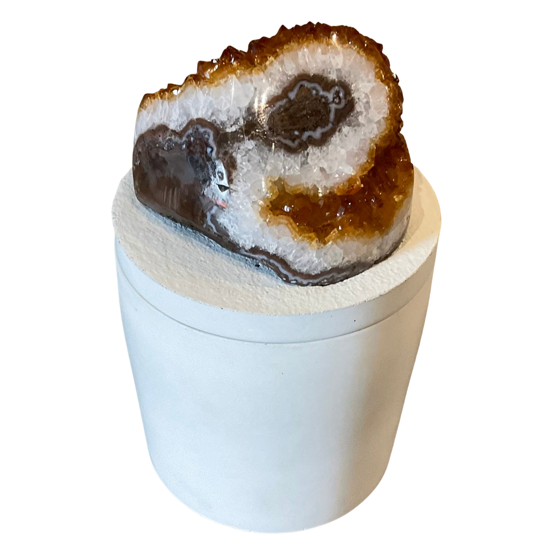 Abstract Citrine Lid Gardenia Candle