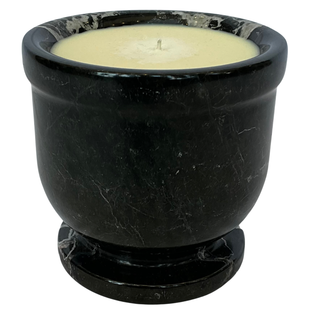 Marble Gardenia Candle Deep Green & White