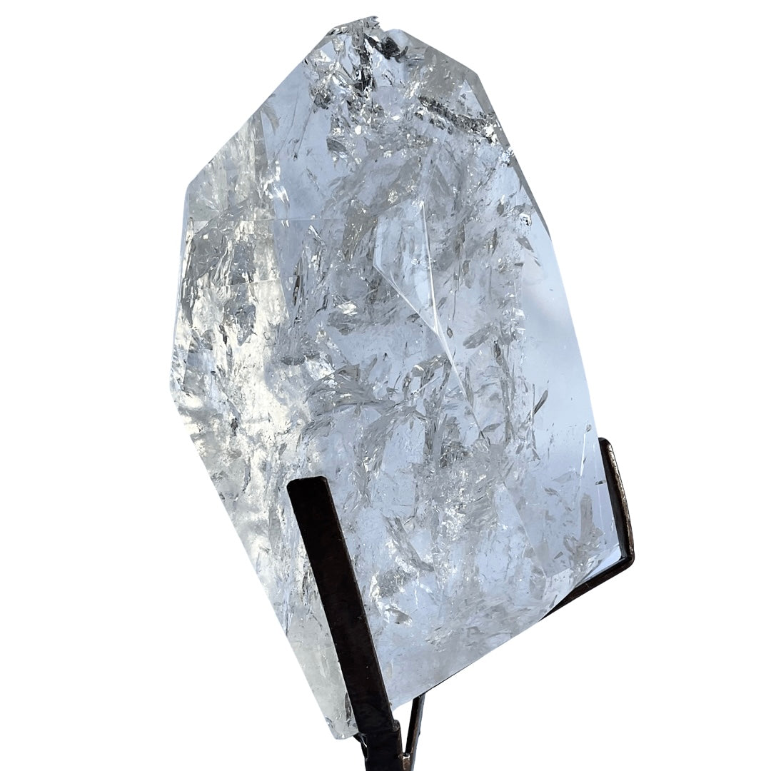 Large Lemurian Quartz Crystal on Stand