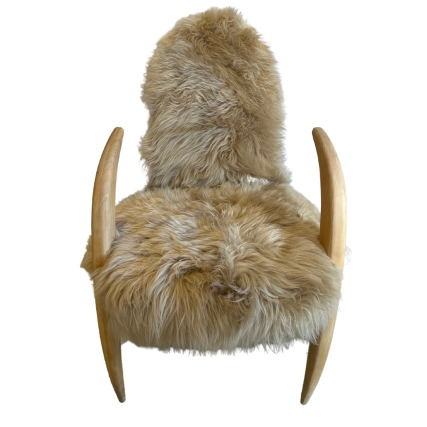 Memphis Style Pair of Sheep Skin "Tusk" Chairs