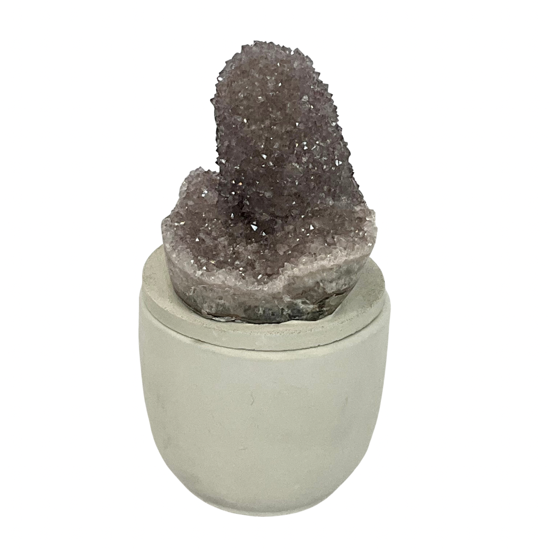 Lavender Amethyst Druzy Crystal Lid Gardenia Candle
