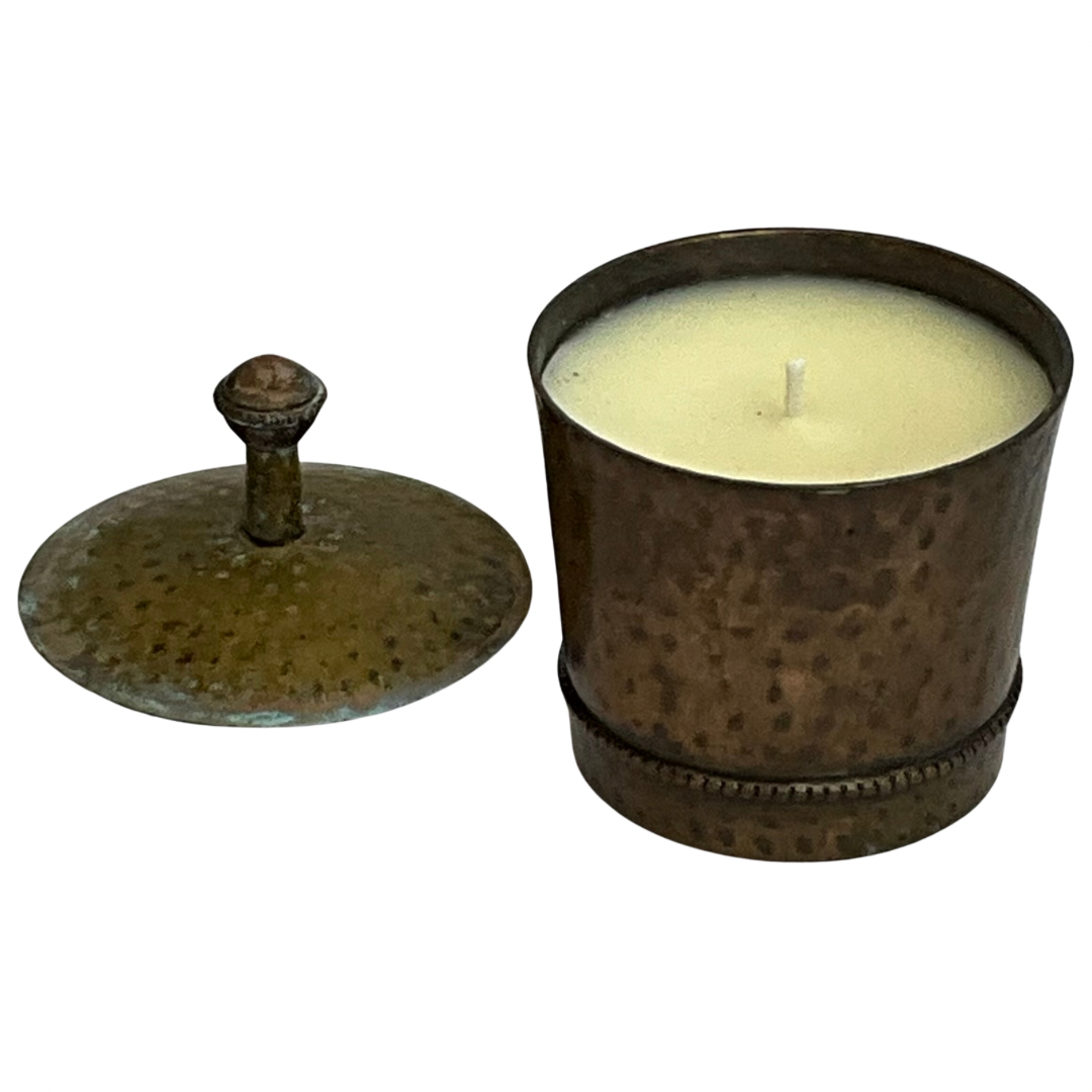 Hammered Hand-Patinated Metal Gardenia Candle #3
