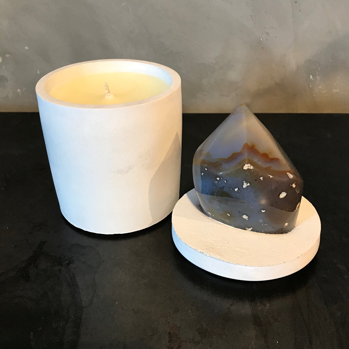 Polished Agate Lid Candle