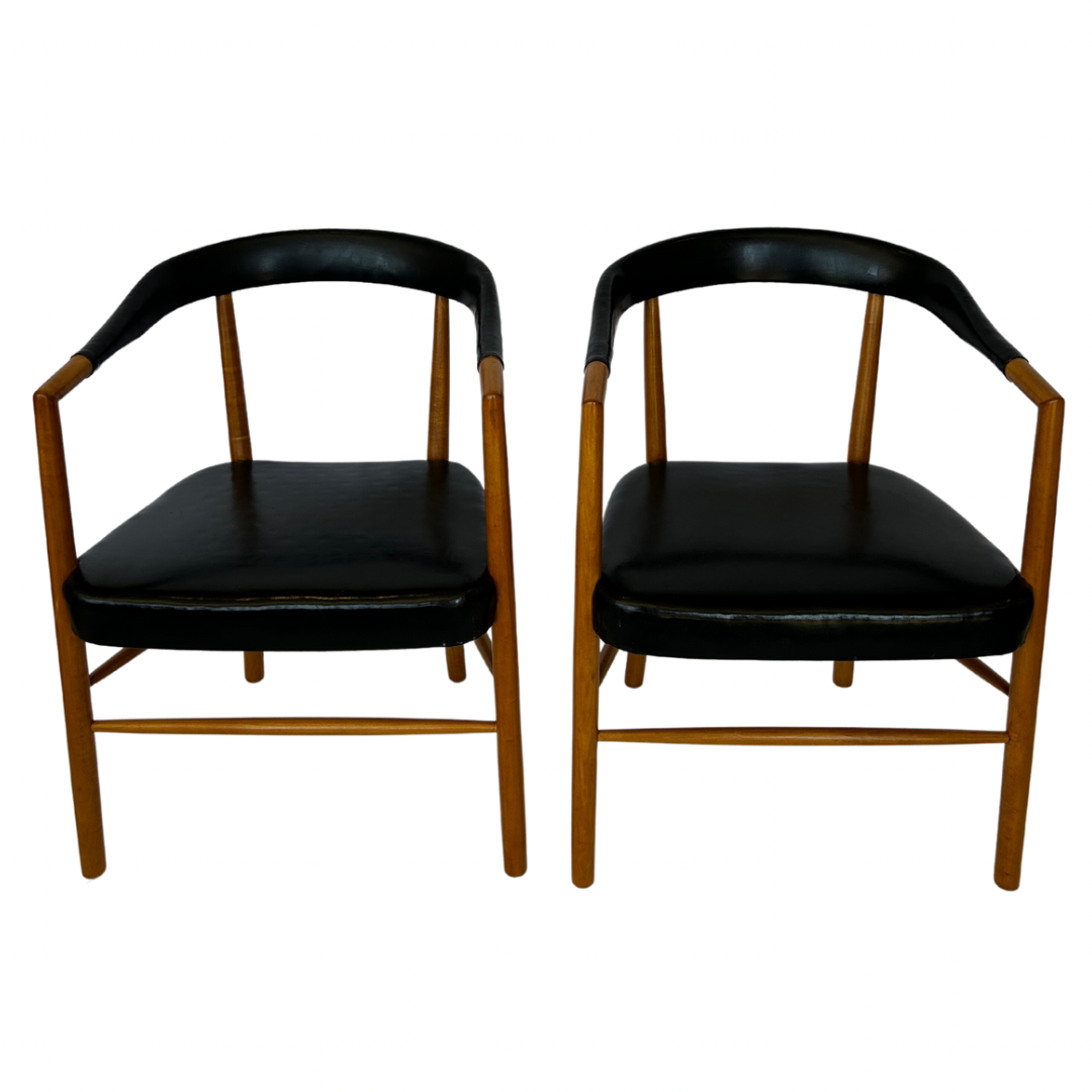 Jacob Kjaer Leather & Wood Chairs