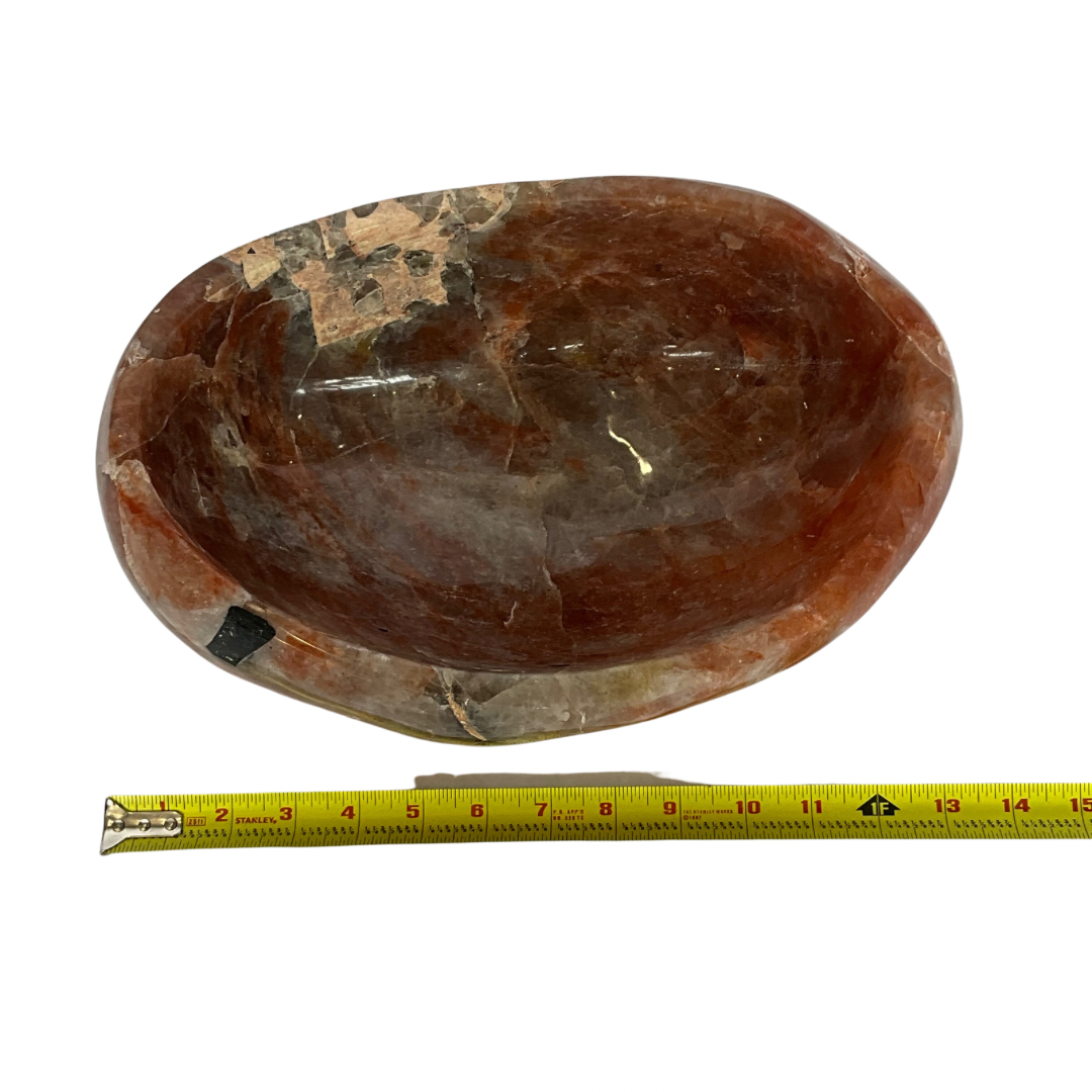 Red Hematoid Crystal Large Display Bowl