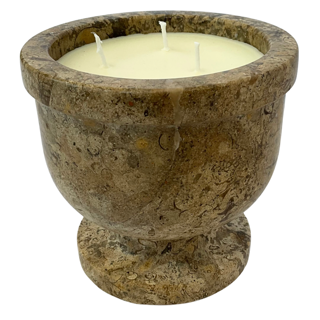 Tan Beige Olive Marble Gardenia Candle