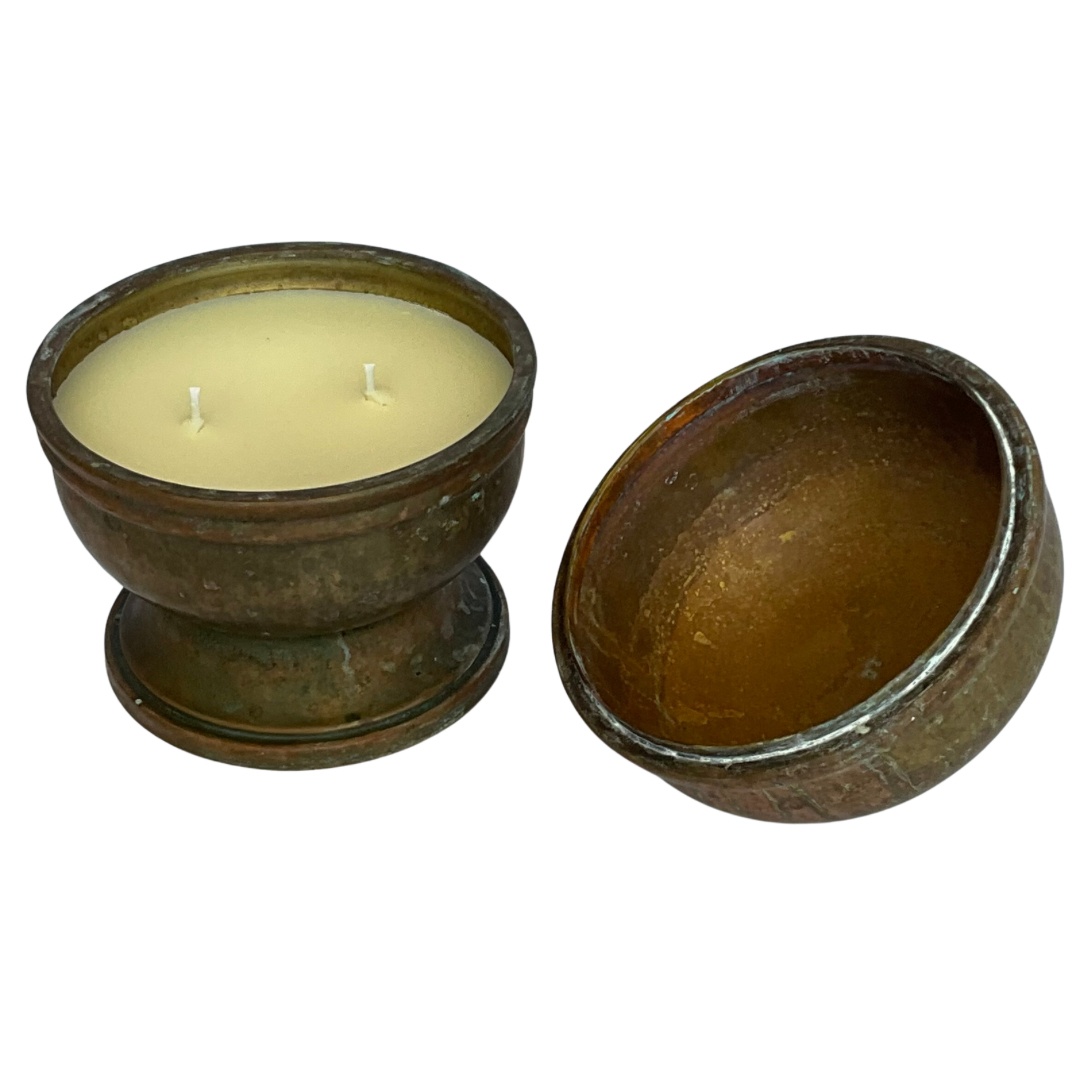 Bronze Vessel with Lid Gardenia Candle