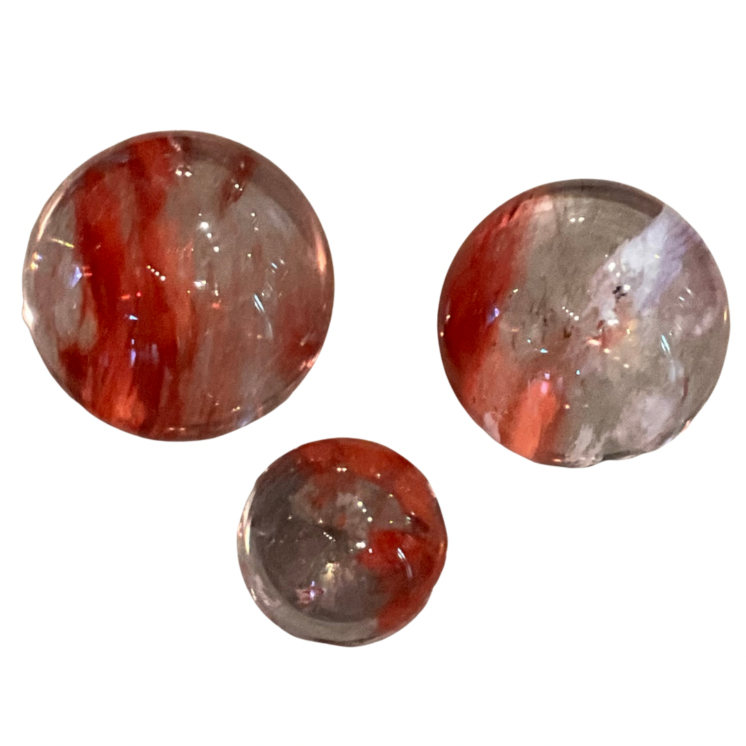 Set of 3 Cherry Quartz Spheres