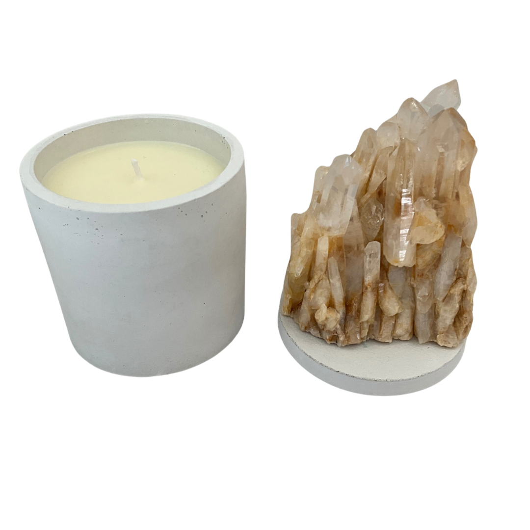 Honey Quartz Crystal Generators Lid Candle