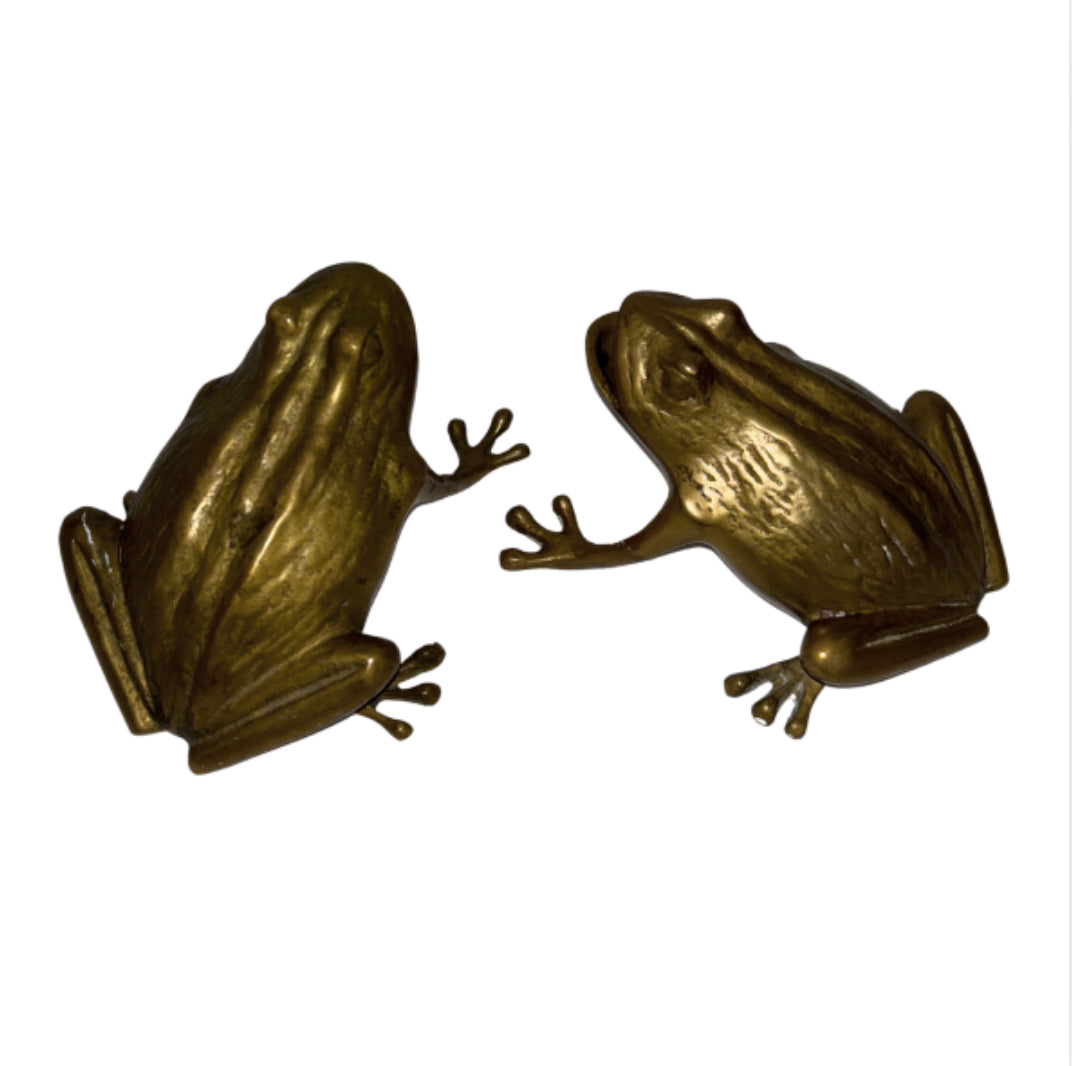 Pair of brass frogs