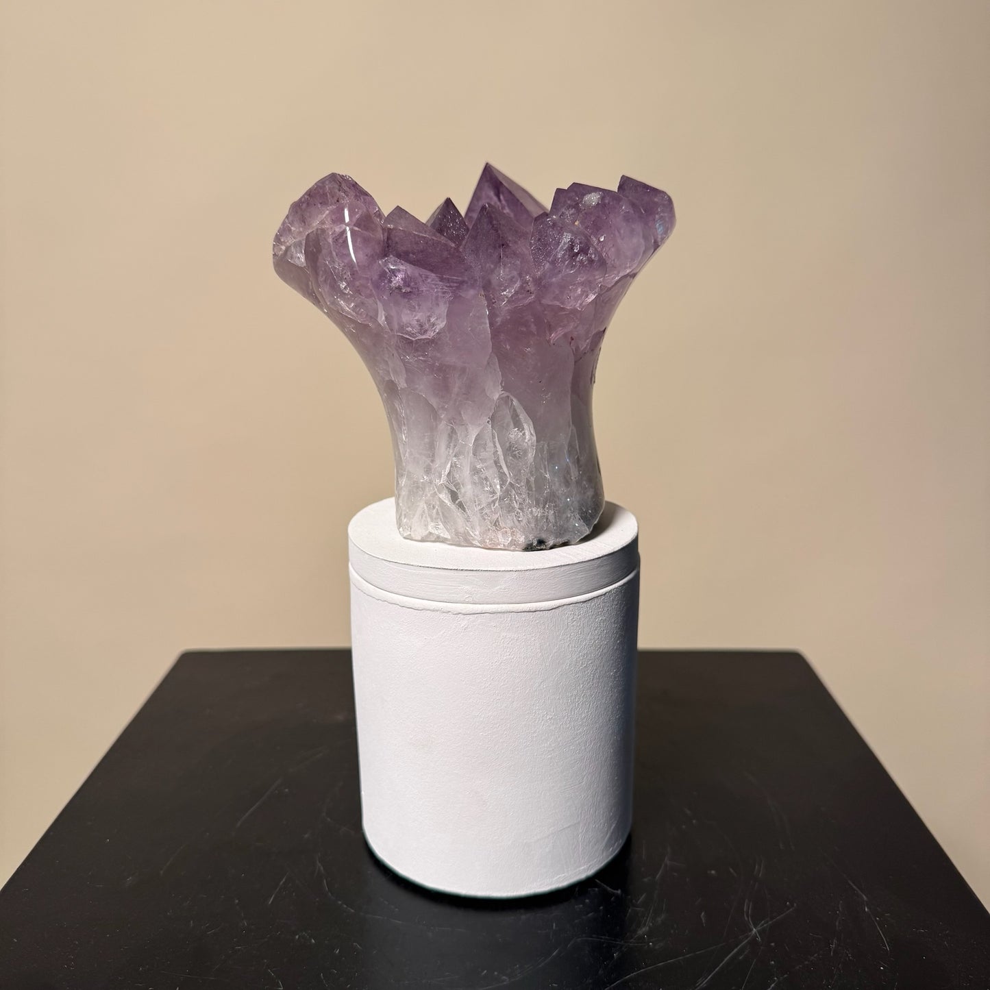 Amethyst Flower Cluster Crystal Lid Gardenia Candle #7