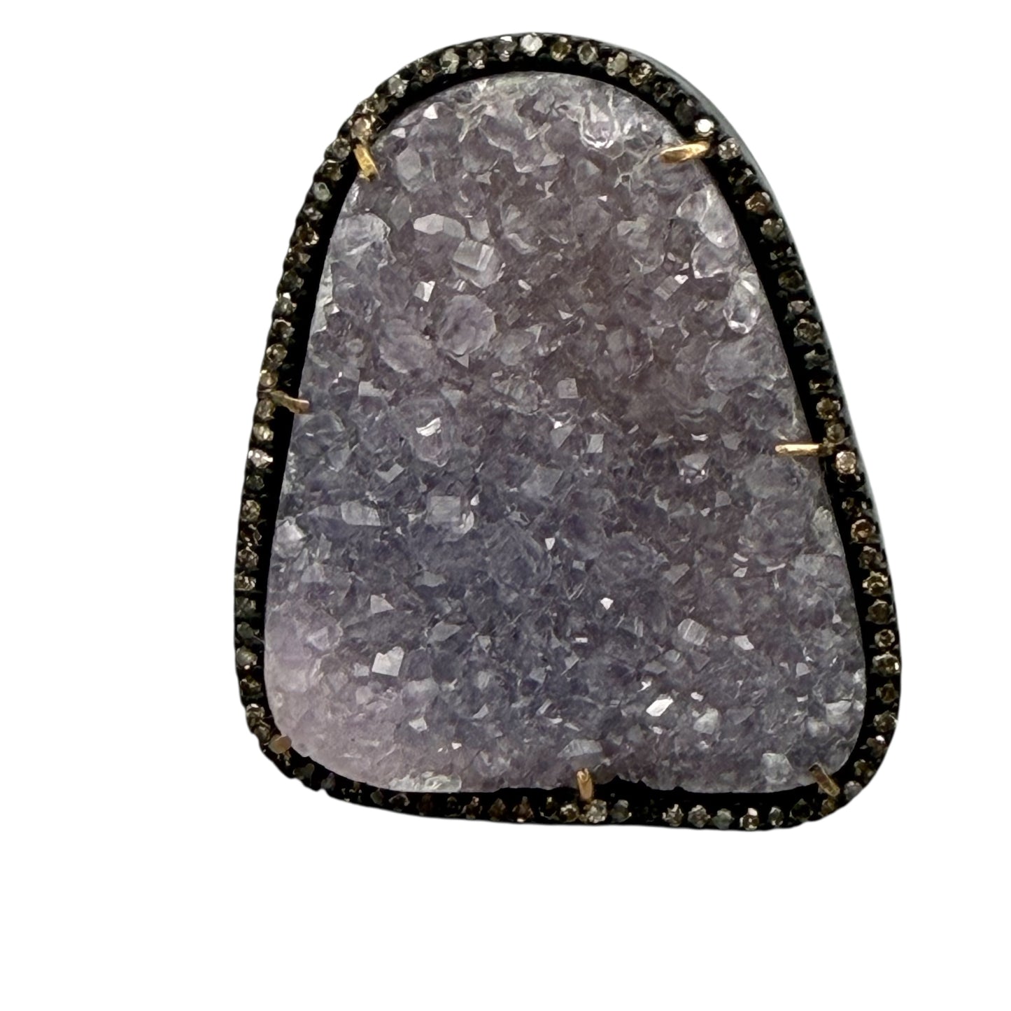 Amethyst Druzy Abstract Ring with Diamonds