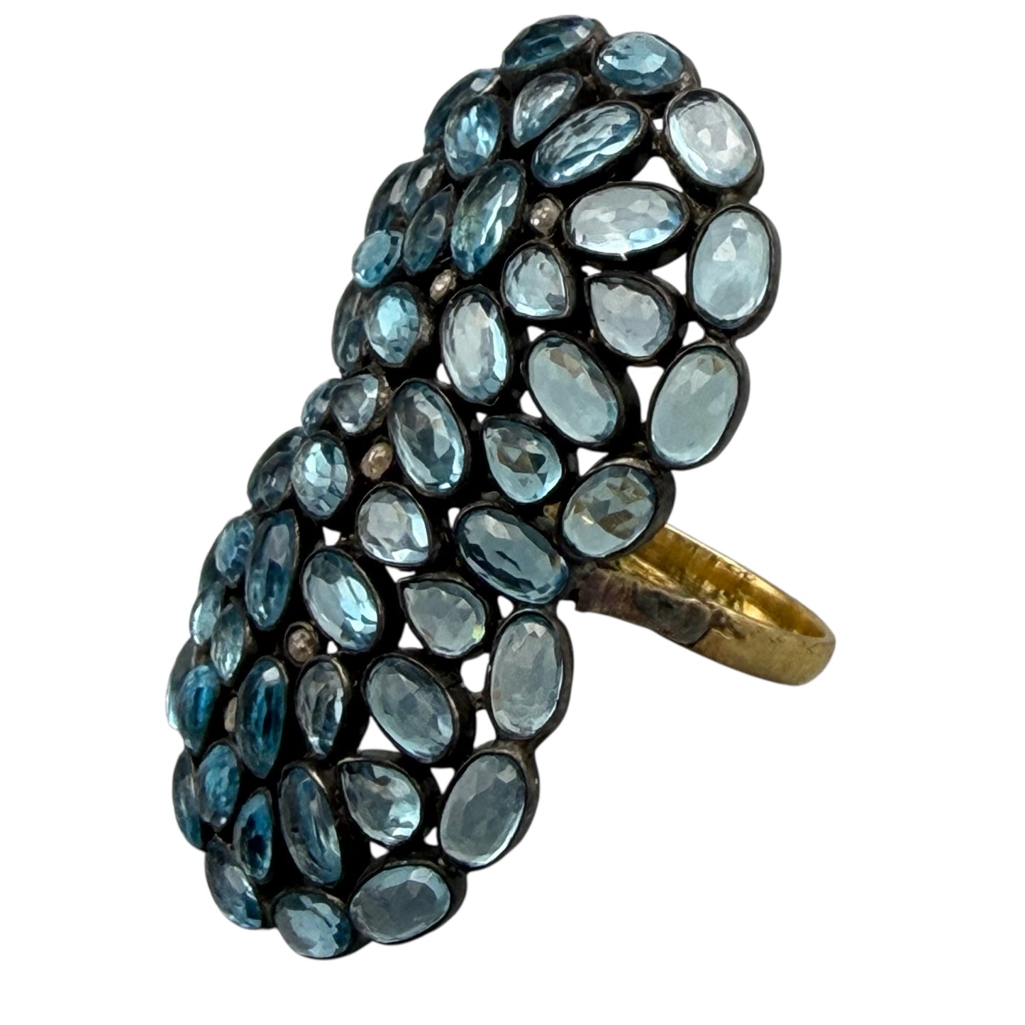 Blue Topaz & Diamonds Figure 8 Design Ring