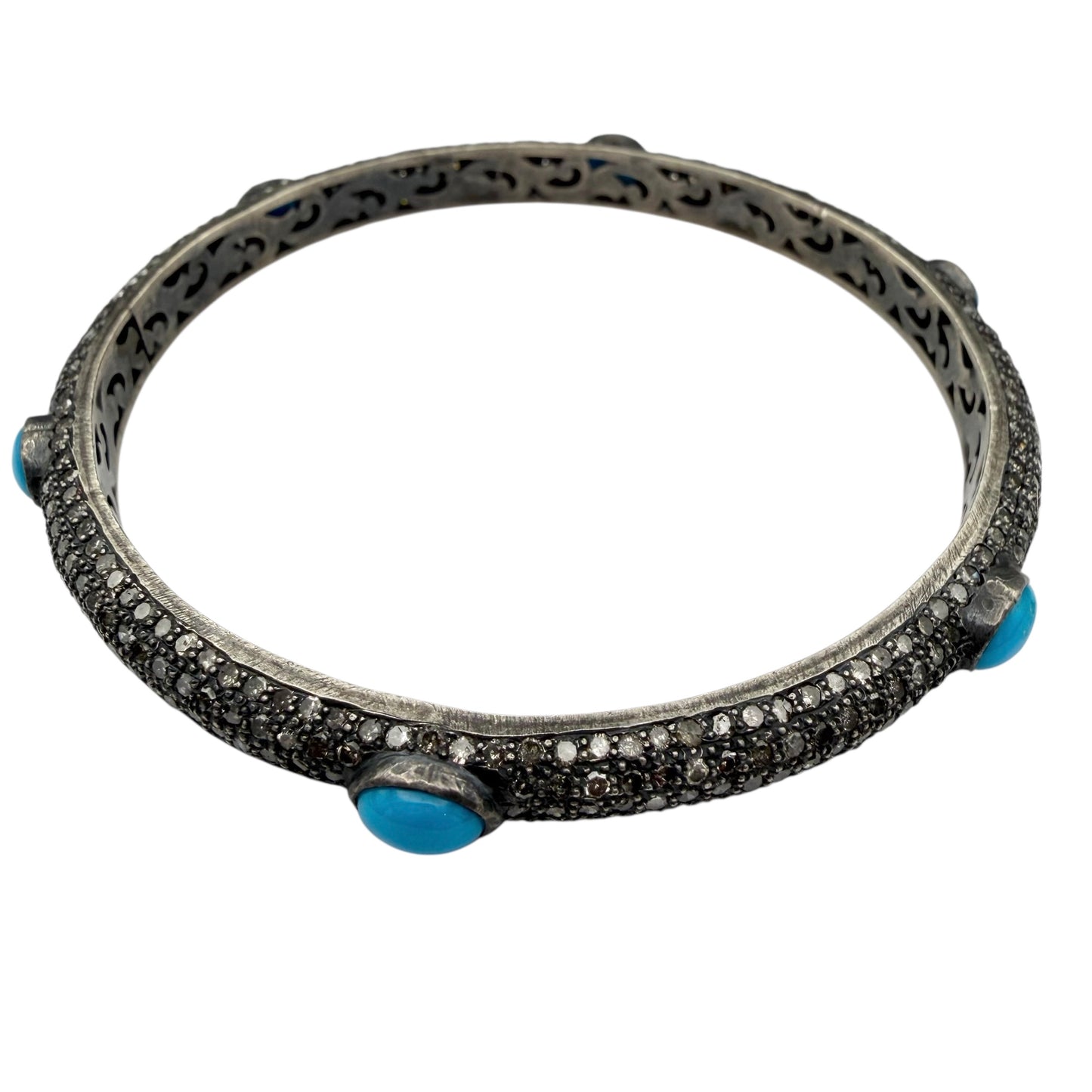 Diamond Bangle with Turquoise Accents