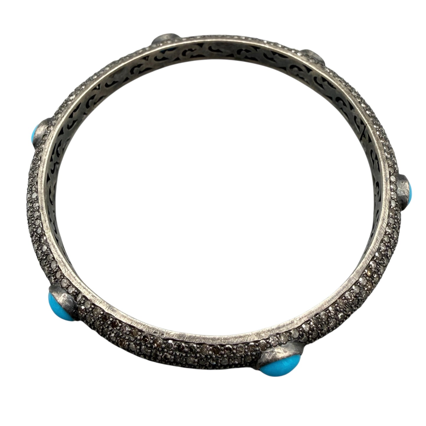 Diamond Bangle with Turquoise Accents