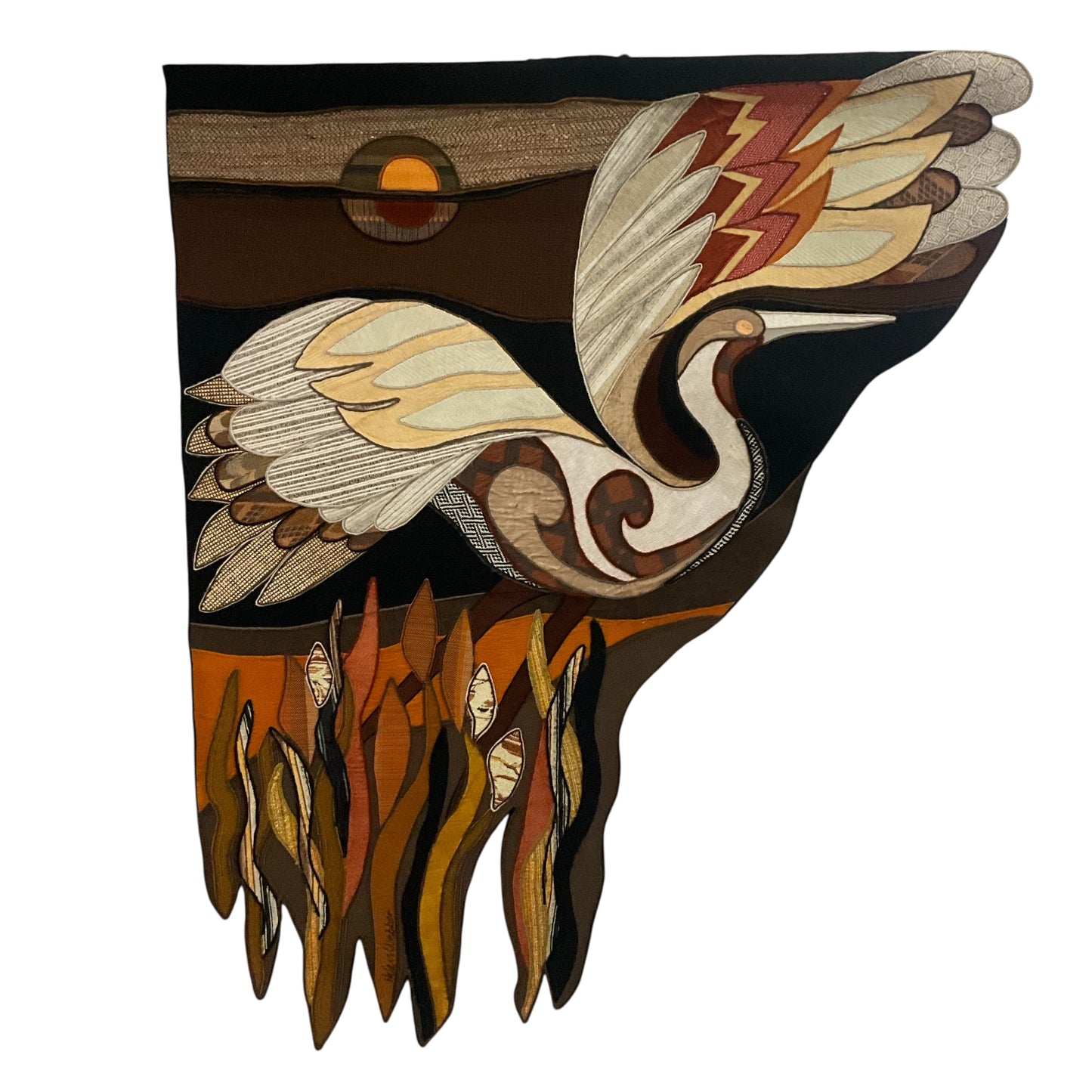 Multi-Fabric Vintage Wall Hanging Phoenix