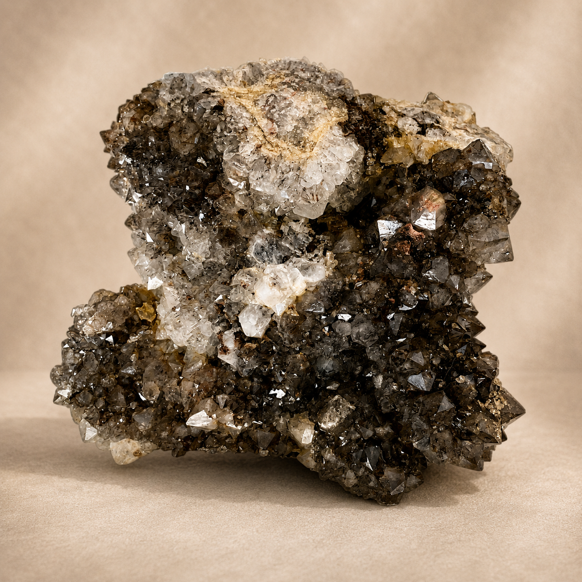 Abstract Quartz Crystal with Dark Manganese Free-Standing Cluster