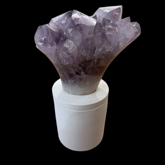 Amethyst Cluster Crystal Lid Gardenia Candle *