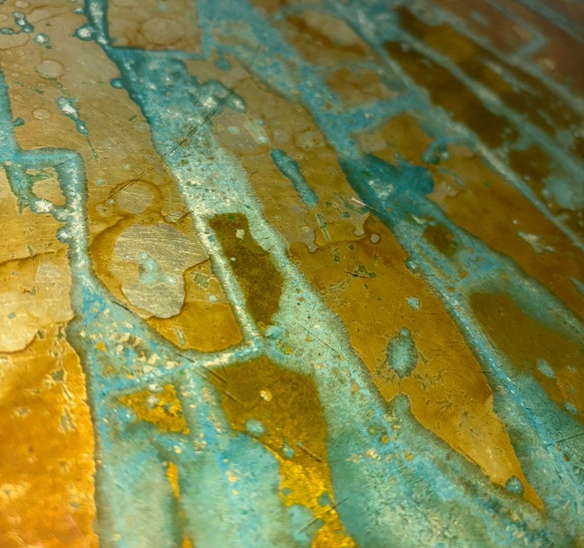 Gold/Patina Colored Foil Entry Table